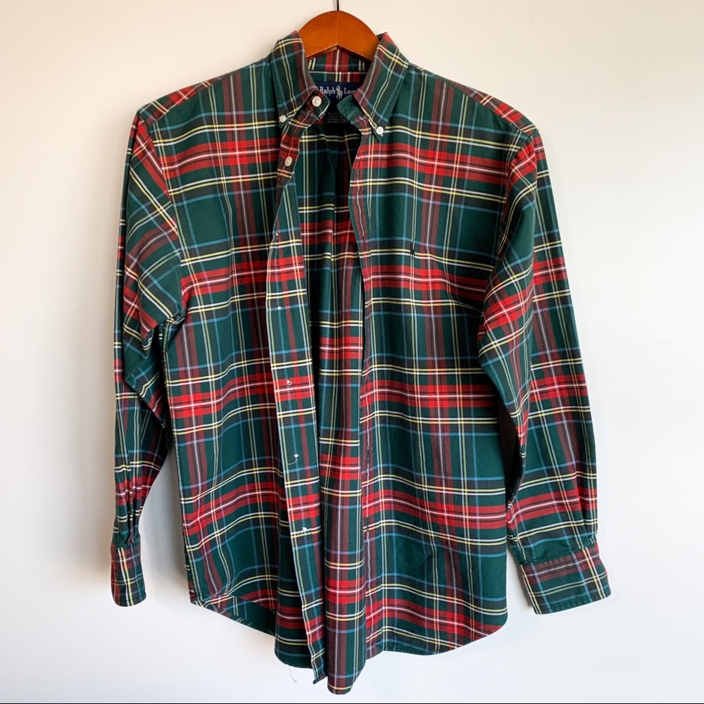 Ralph Lauren Vintage Plaid Cotton Button Up Shirt